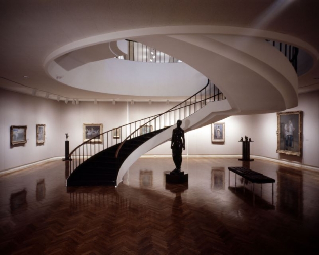 View of the Museum's lower-level galleries, c. 1977