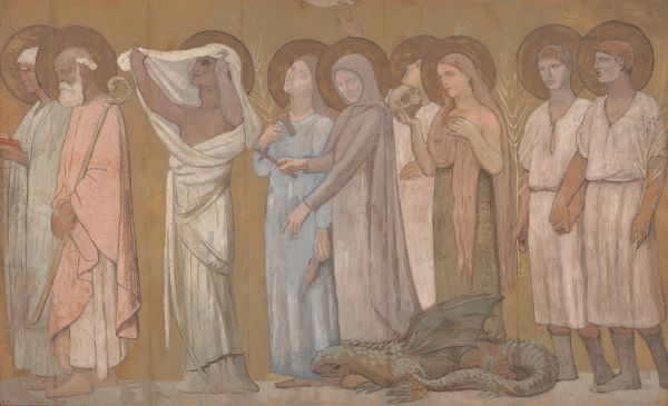 Puvis prepatory drawings of his mural The Legendary Saints of France