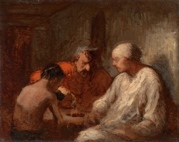 Daumier's study painting of Saltimbanques Resting