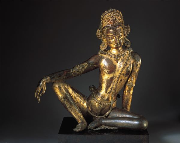 Gilt bronze sculpture of Indra from Nepal