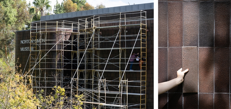 Conservation study of the Museum’s tiles, photo by Elon Schoenholz