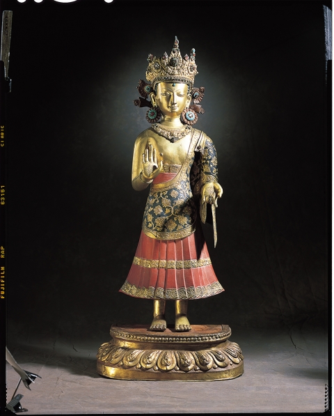 Scan of a three-by-five-inch color transparency depicting the 17th-century Dipankara Buddha, from photography in 2002.